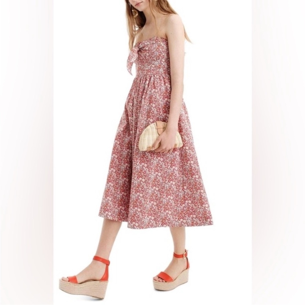 J. Crew Pink Strapless liberty pattern Dress